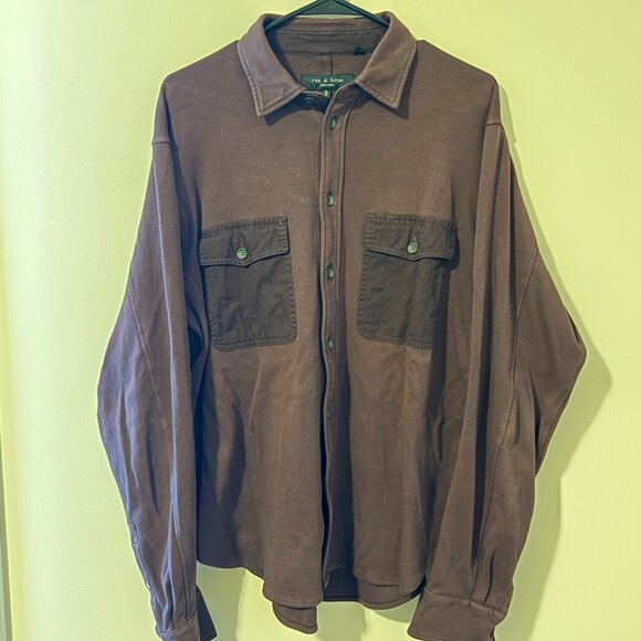 Rag & Bone Burgundy Engineered Jack Cotton Shirt - Medium - Picture 1 of 3